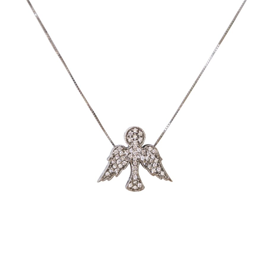 Colar Espírito santo em ouro branco 18K com diamantes