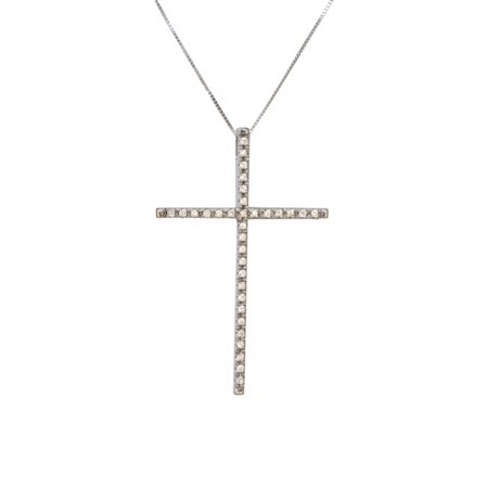 Colar crucifixo em ouro branco 18k com diamantes