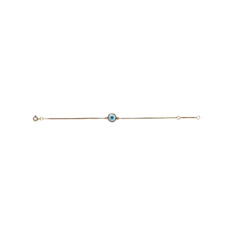 Pulseira de ouro amarelo 18k com olho grego em madrepérola