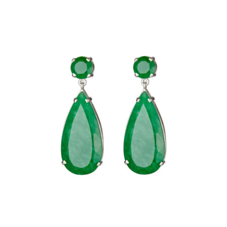Brinco em ouro branco 18k com jade