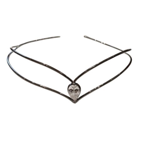 Headpiece 2 fios com gota cristal - banho negro