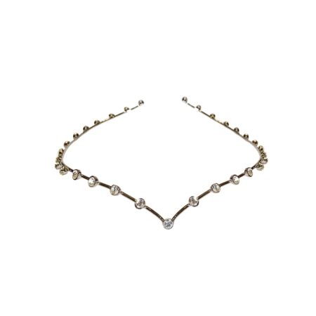 Headpiece anatomica fio "V" com cristais - banho negro