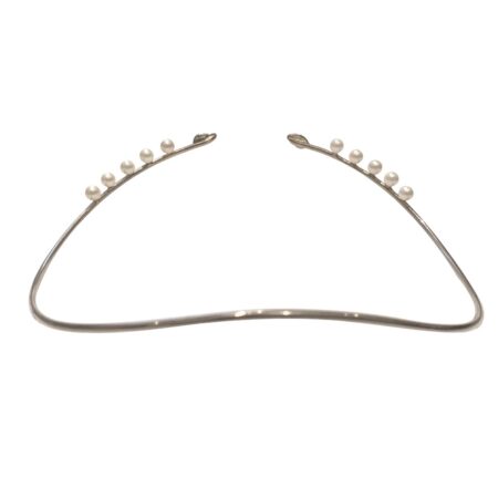 Headpiece 1 fio com perolas brancas e marcassitas - banho prata