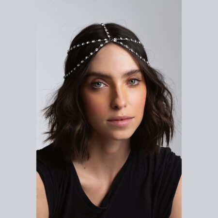 Headpiece articulada P  5 voltas com cristais - banho negro