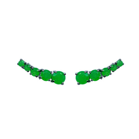 EARCUFF EM PRATA DE LEI 925 COM JADES E RÓDIO NEGRO