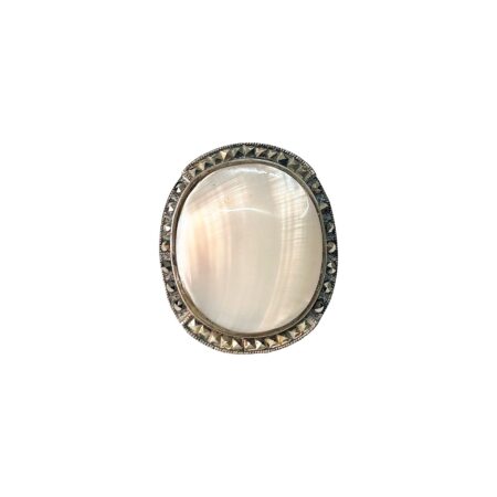 ANEL EM PRATA DE LEI 925 COM MARCASSITAS E MADREPÉROLA