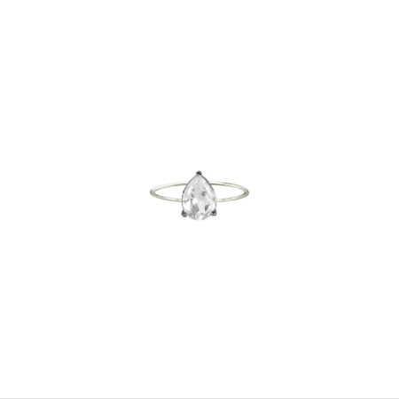 ANEL EM PRATA DE LEI 925 COM TOPÁZIO E BANHO DE RÓDIO BRANCO