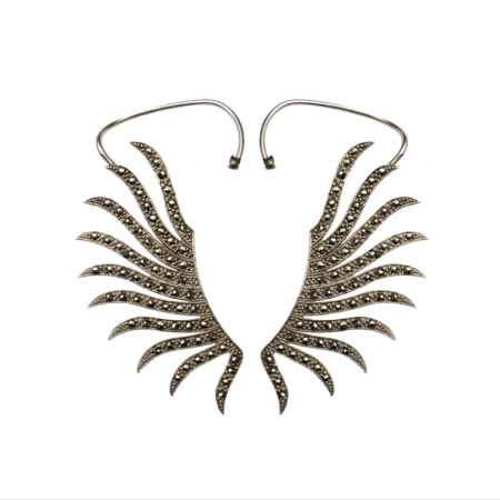 EARCUFF EM PRATA DE LEI 925 COM MARCASSITAS