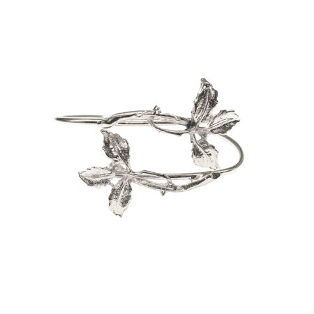 BRACELETE RÍGIDO FOLHAS EM PRATA DE LEI 925