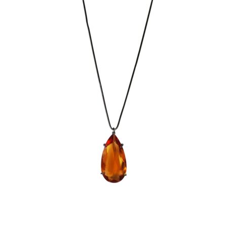 Colar em prata de Lei 925 com quartzo amarelo e ródio negro