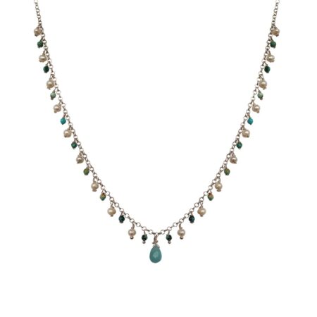 Colar em prata de Lei 925 com turquesas facetadas