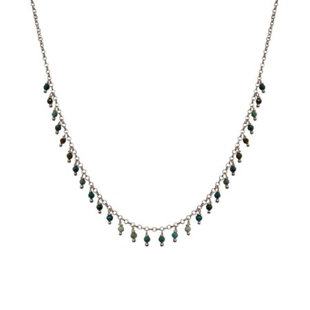 Colar em prata de Lei 925 com turquesas facetadas
