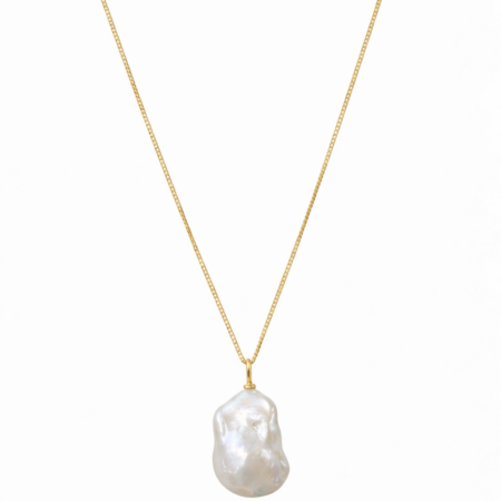 Colar em ouro amarelo 18K com pérola barroca