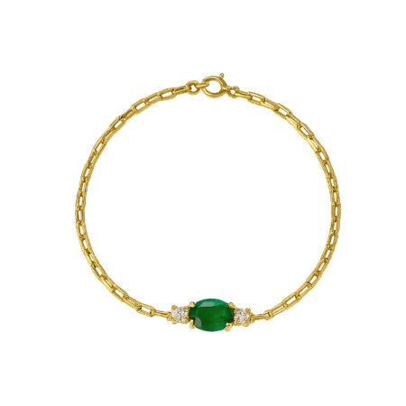 Pulseira de ouro amarelo 18k com esmeralda