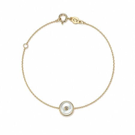 Pulseira de ouro amarelo 18k com madrepérola e brilhante