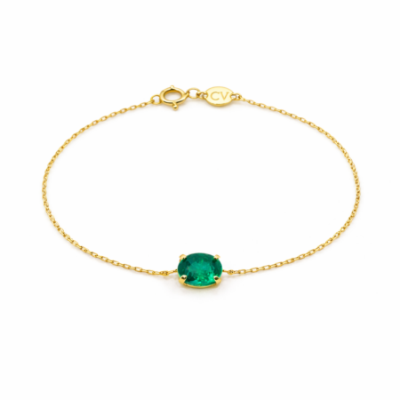 Pulseira de ouro amarelo 18k com esmeralda